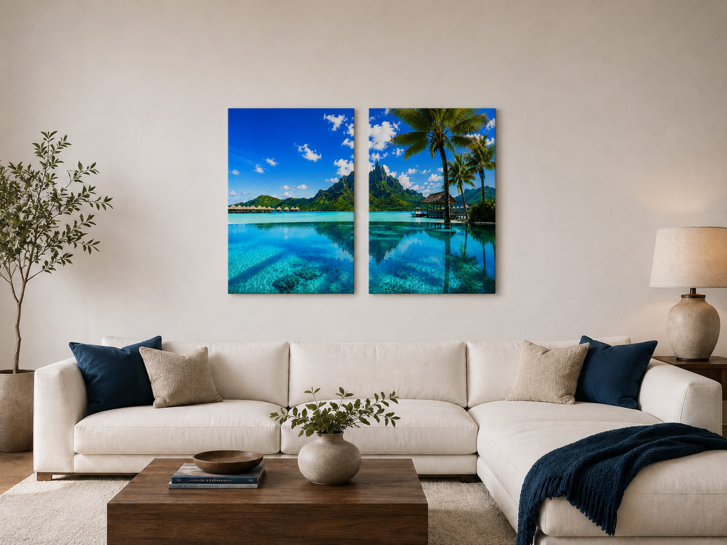 Tropical Escapes - Bora Bora 2-Panel Canvas Wall Art