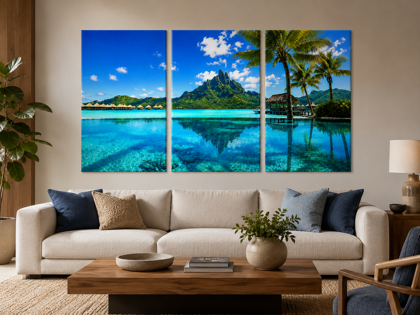 Tropical Escapes - Bora Bora 3-Panel Canvas Wall Art