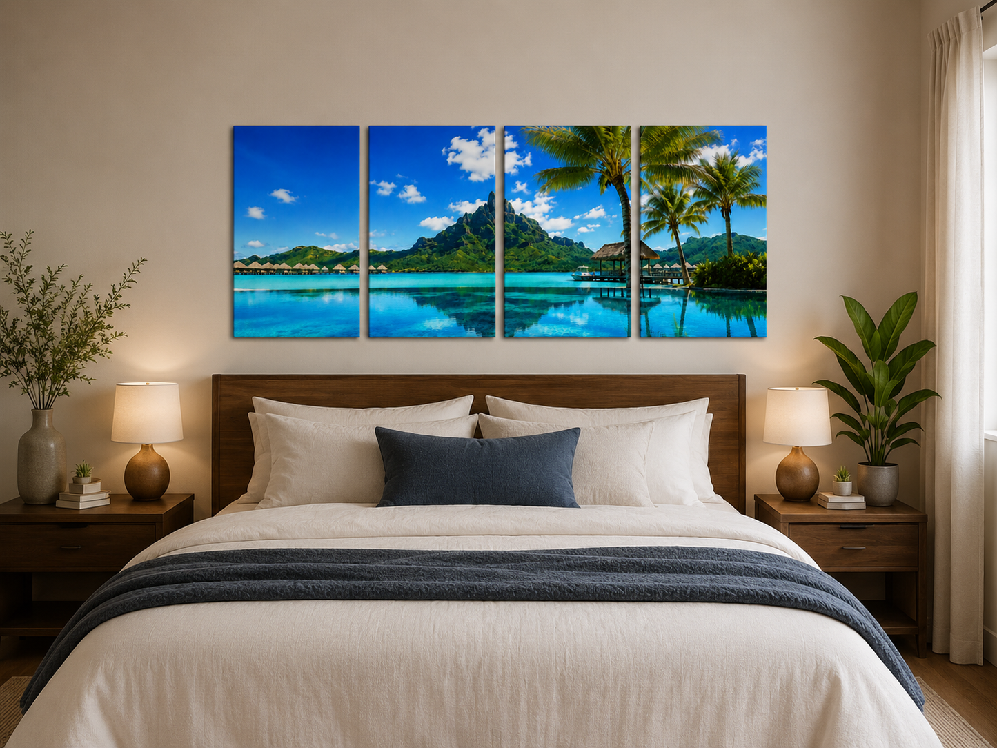 Tropical Escapes - Bora Bora 4-Panel Canvas Wall Art