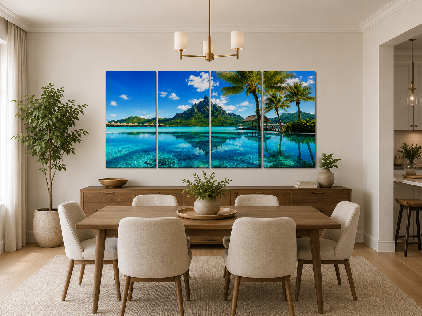 Tropical Escapes - Bora Bora 4-Panel Canvas Wall Art