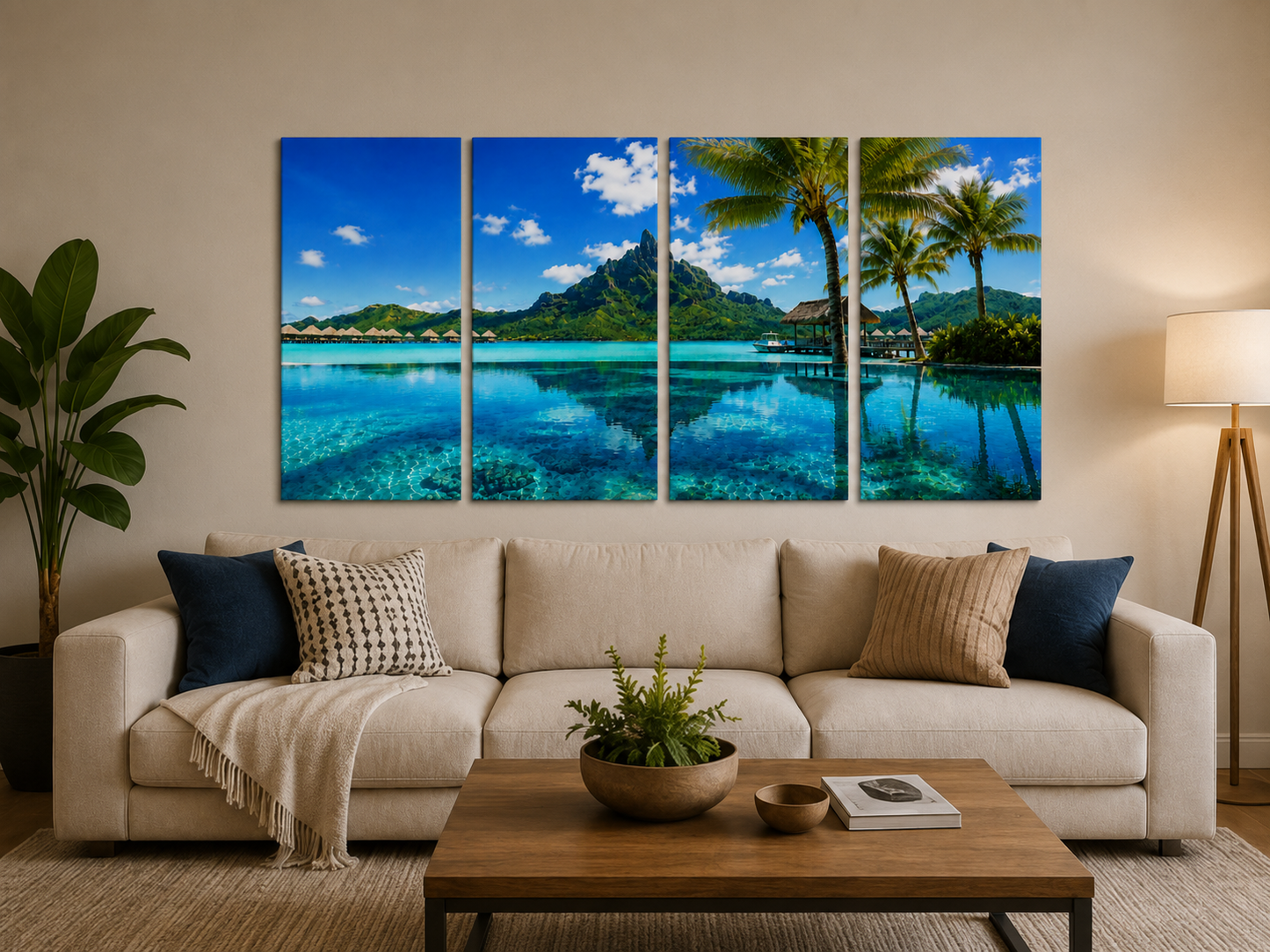 Tropical Escapes - Bora Bora 4-Panel Canvas Wall Art