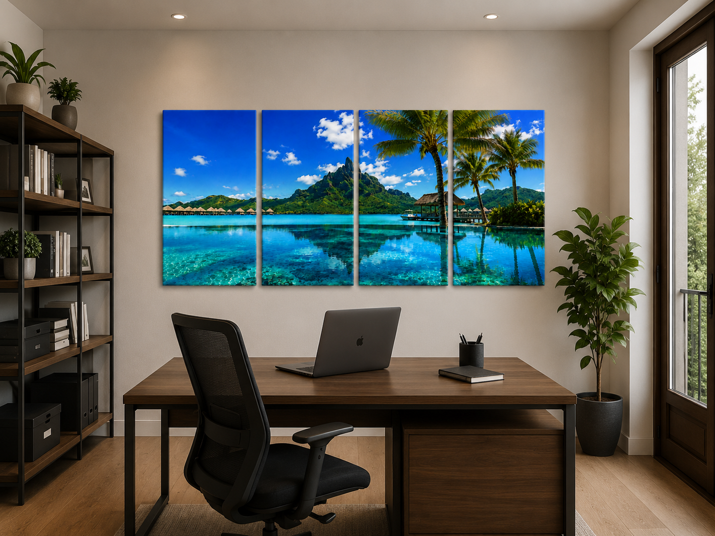 Tropical Escapes - Bora Bora 4-Panel Canvas Wall Art