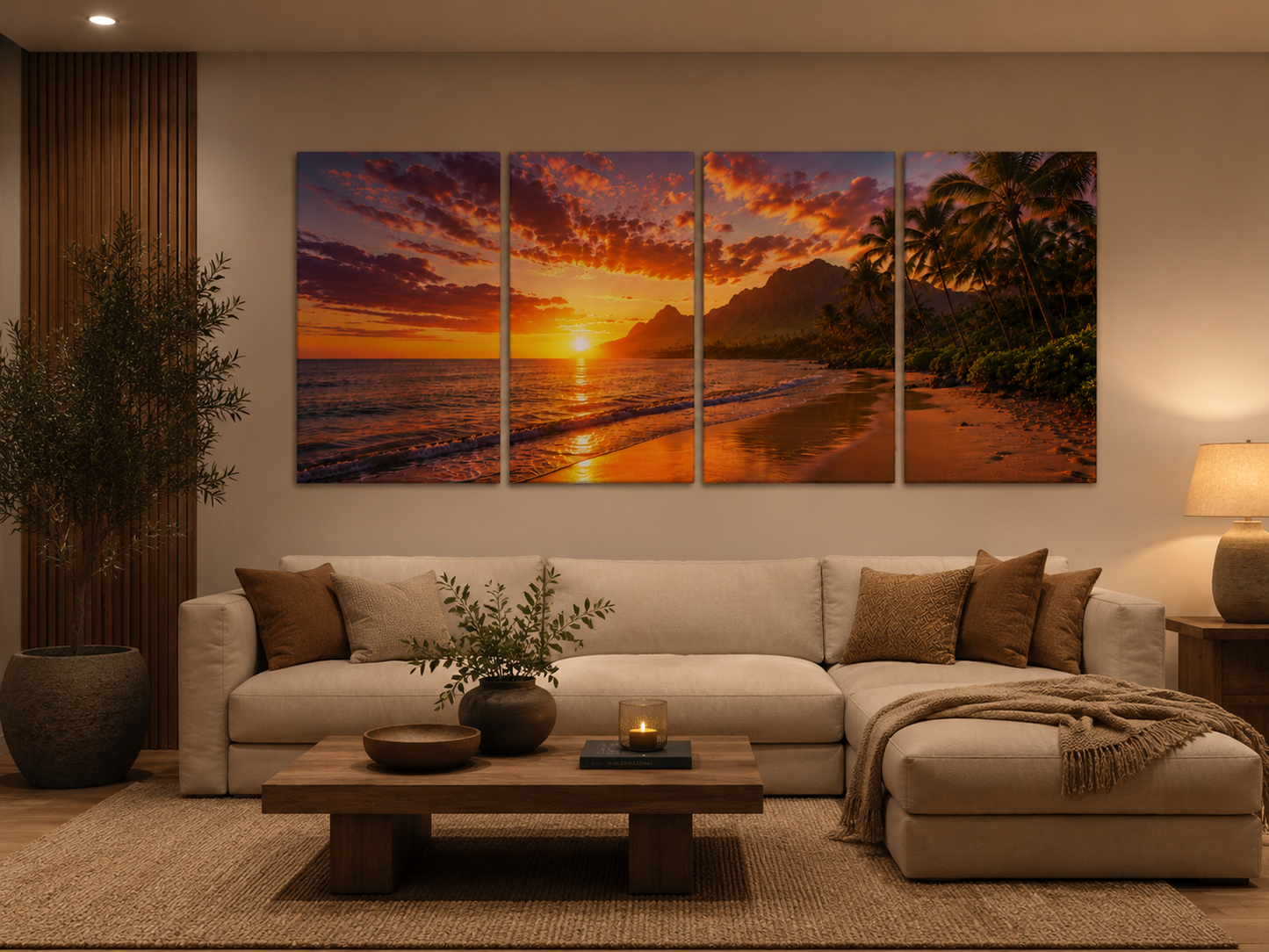 Tropical Escapes - Hawaii 4-Panel Canvas Wall Art