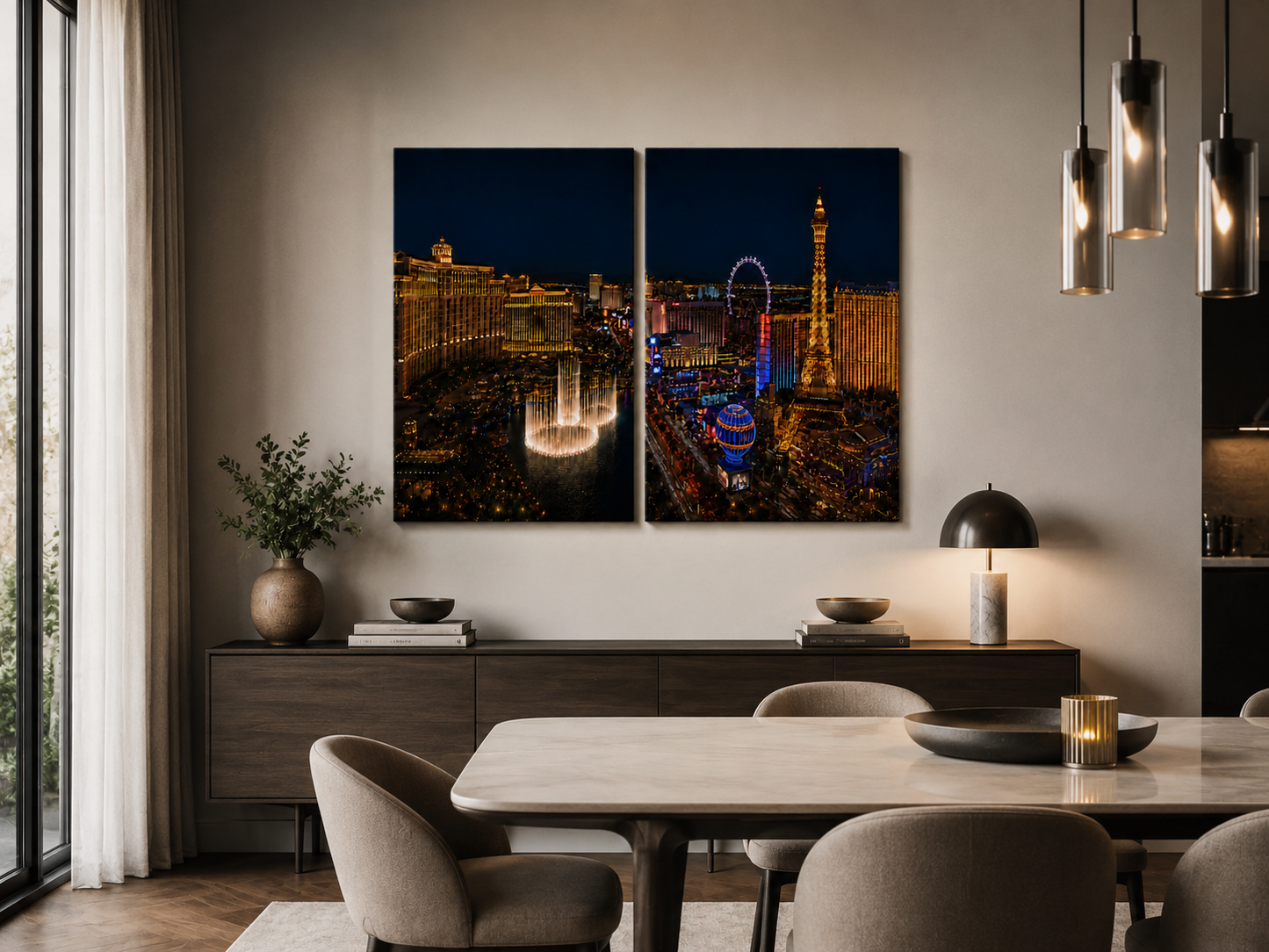 Iconic Skylines - Las Vegas 2-Panel Canvas Wall Art