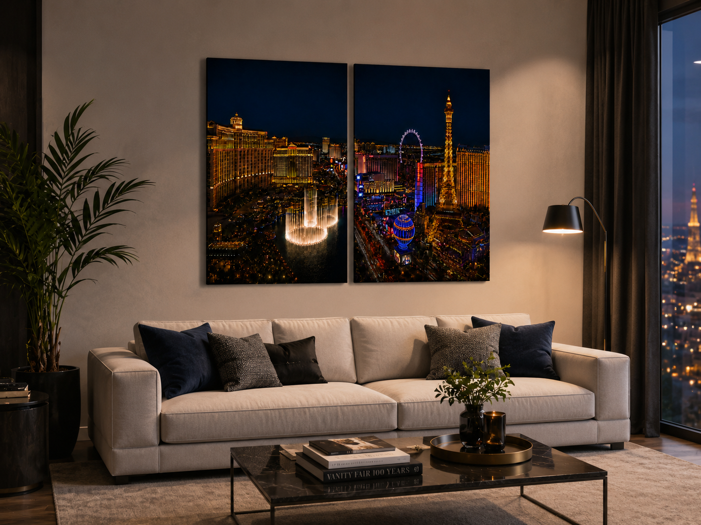 Iconic Skylines - Las Vegas 2-Panel Canvas Wall Art