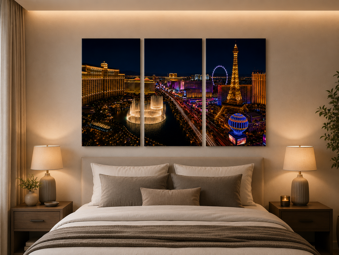 Iconic Skylines - Las Vegas 3-Panel Canvas Wall Art