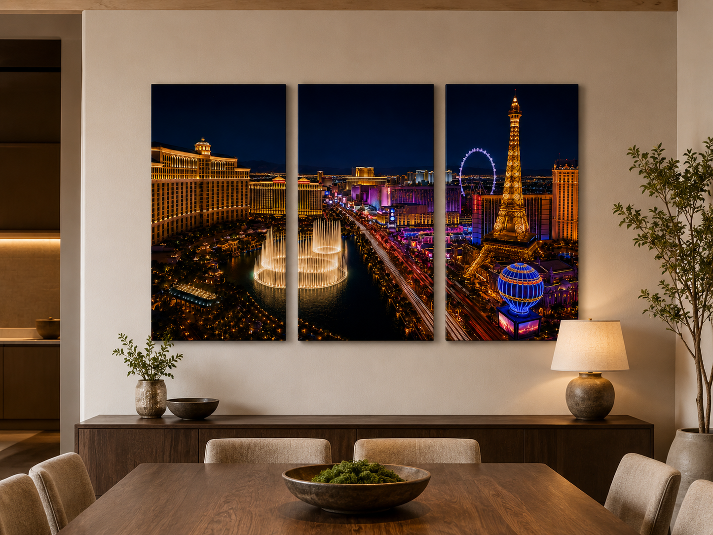 Iconic Skylines - Las Vegas 3-Panel Canvas Wall Art