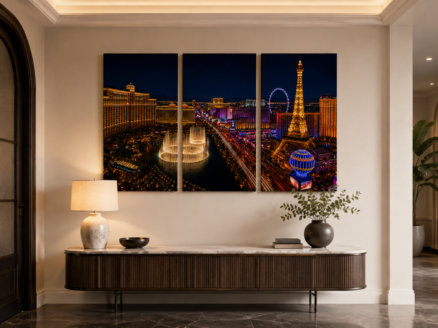 Iconic Skylines - Las Vegas 3-Panel Canvas Wall Art