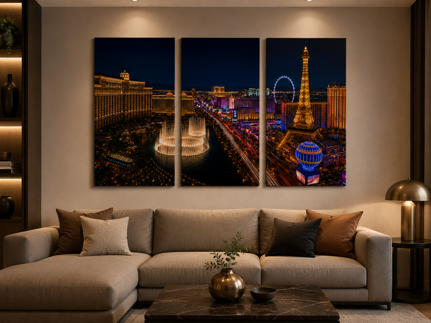 Iconic Skylines - Las Vegas 3-Panel Canvas Wall Art