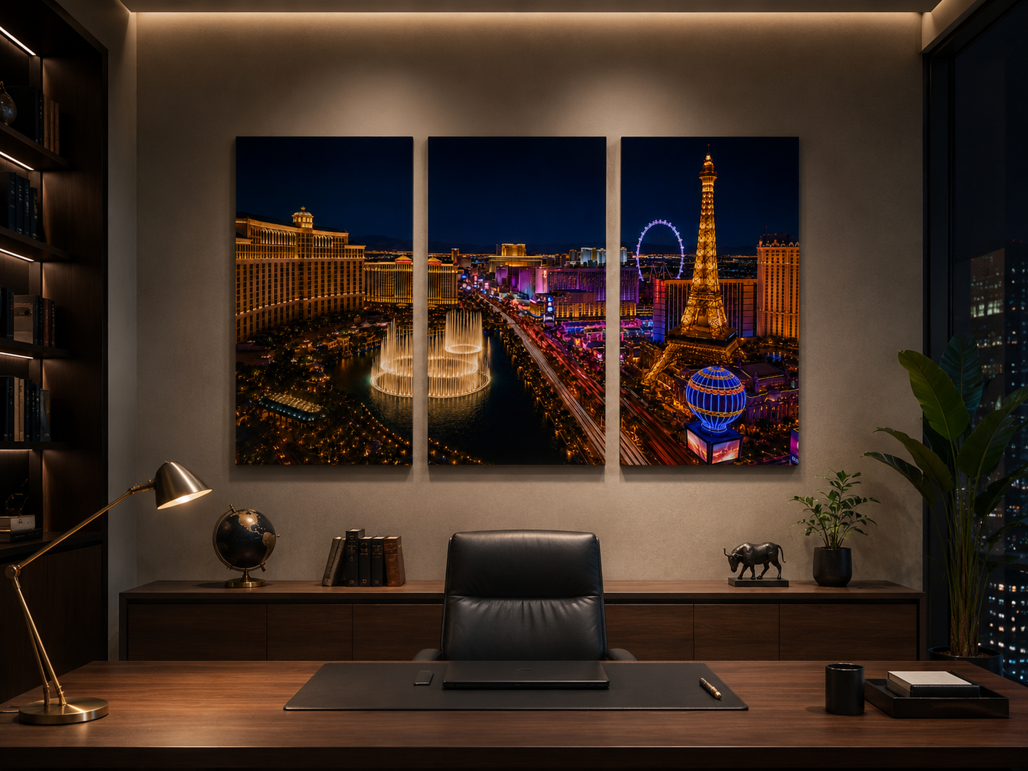 Iconic Skylines - Las Vegas 3-Panel Canvas Wall Art