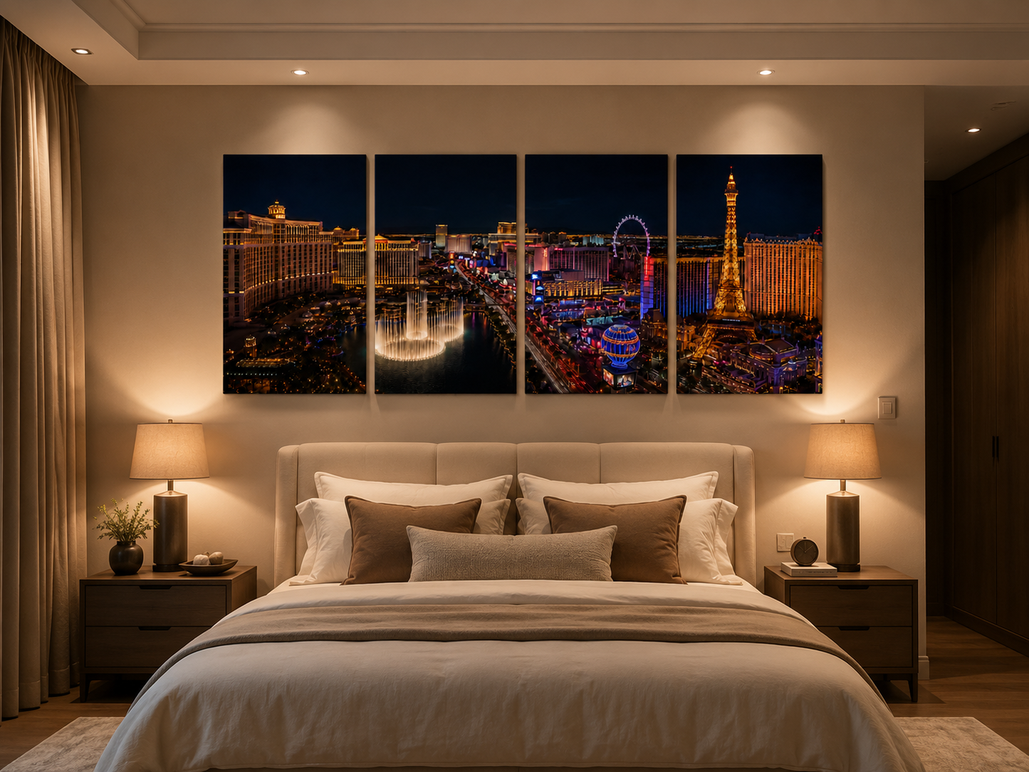 Iconic Skylines - Las Vegas 4-Panel Canvas Wall Art