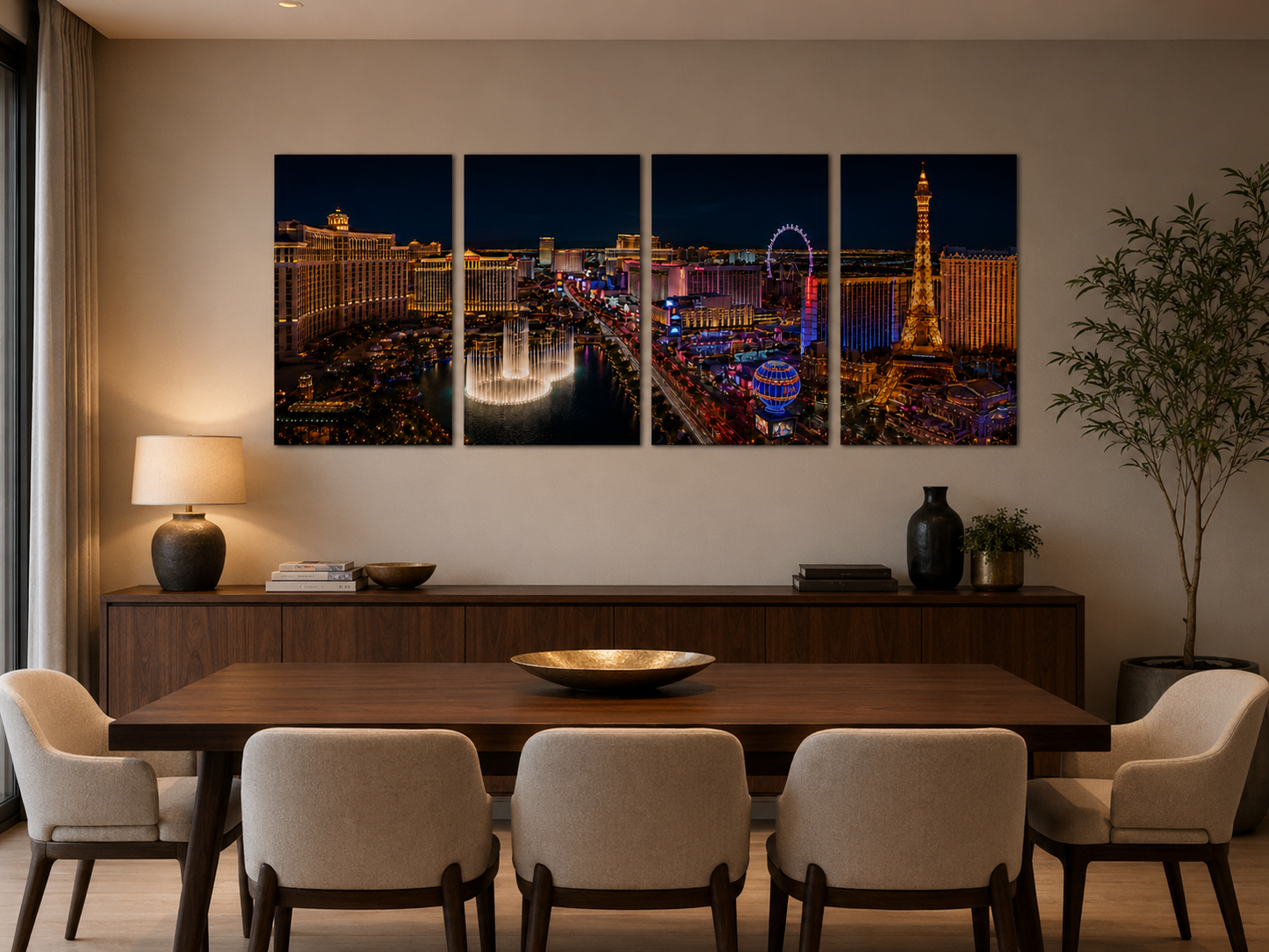 Iconic Skylines - Las Vegas 4-Panel Canvas Wall Art
