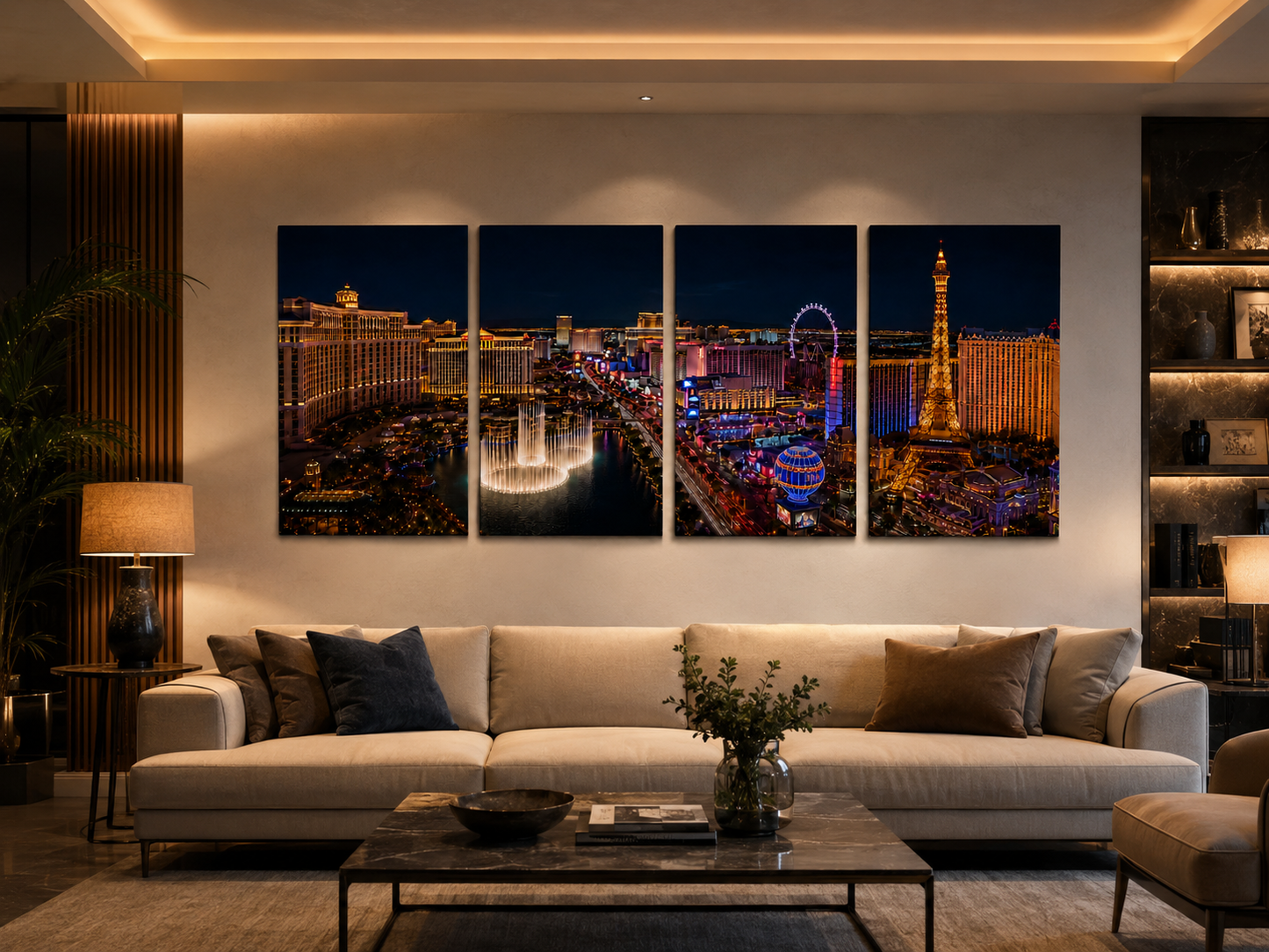 Iconic Skylines - Las Vegas 4-Panel Canvas Wall Art