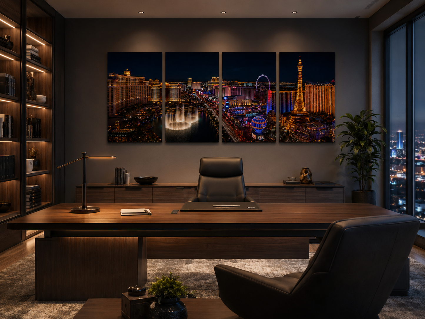 Iconic Skylines - Las Vegas 4-Panel Canvas Wall Art