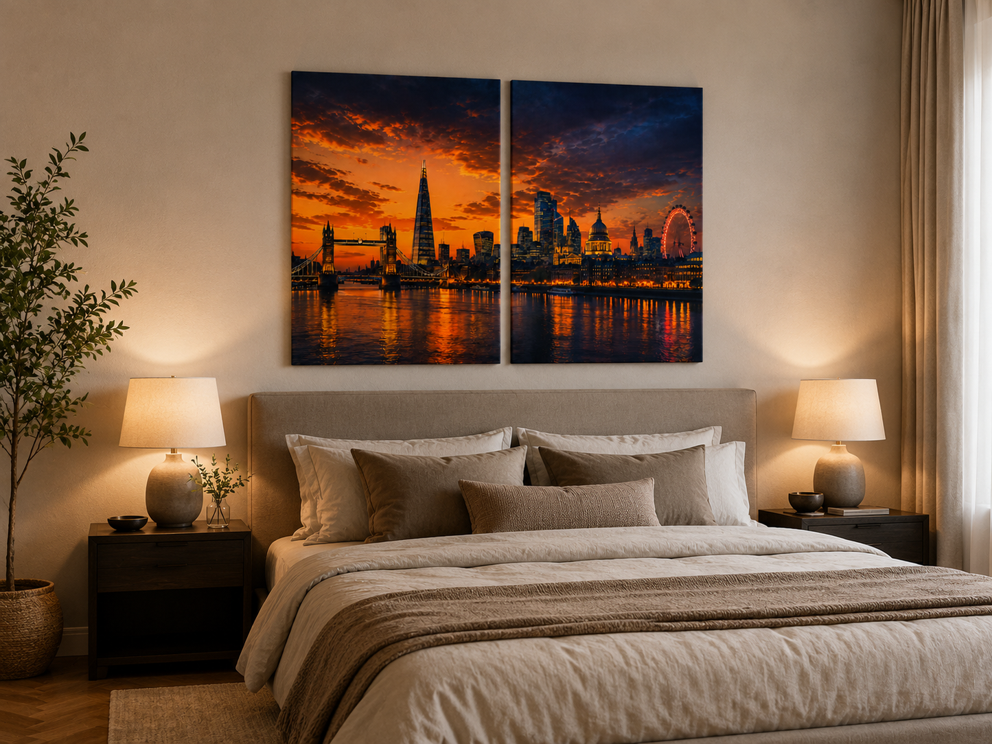 Iconic Skylines - London 2-Panel Canvas Wall Art