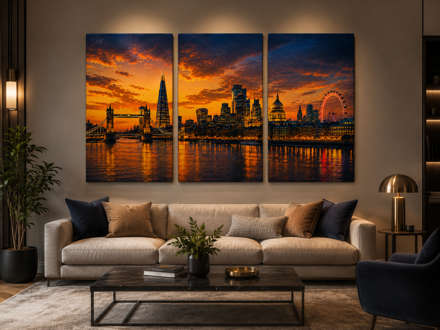 Iconic Skylines - London 3-Panel Canvas Wall Art