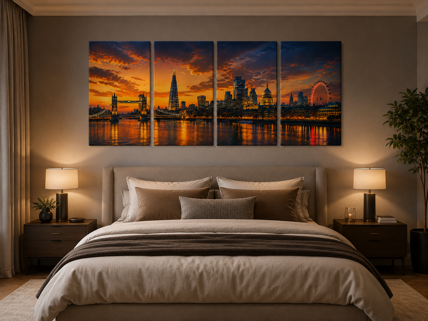 Iconic Skylines - London 4-Panel Canvas Wall Art