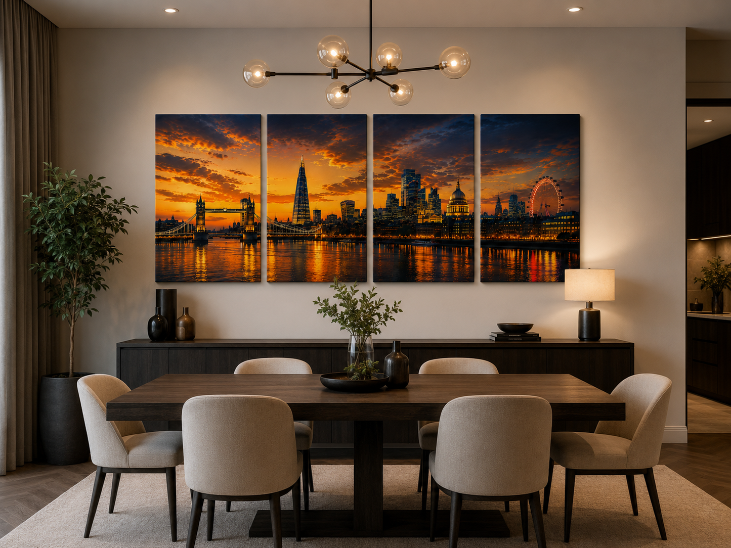 Iconic Skylines - London 4-Panel Canvas Wall Art