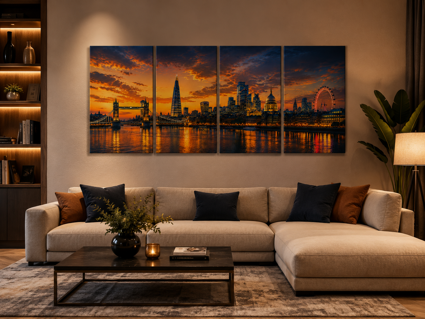 Iconic Skylines - London 4-Panel Canvas Wall Art