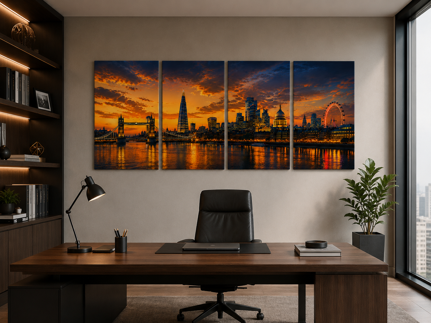 Iconic Skylines - London 4-Panel Canvas Wall Art