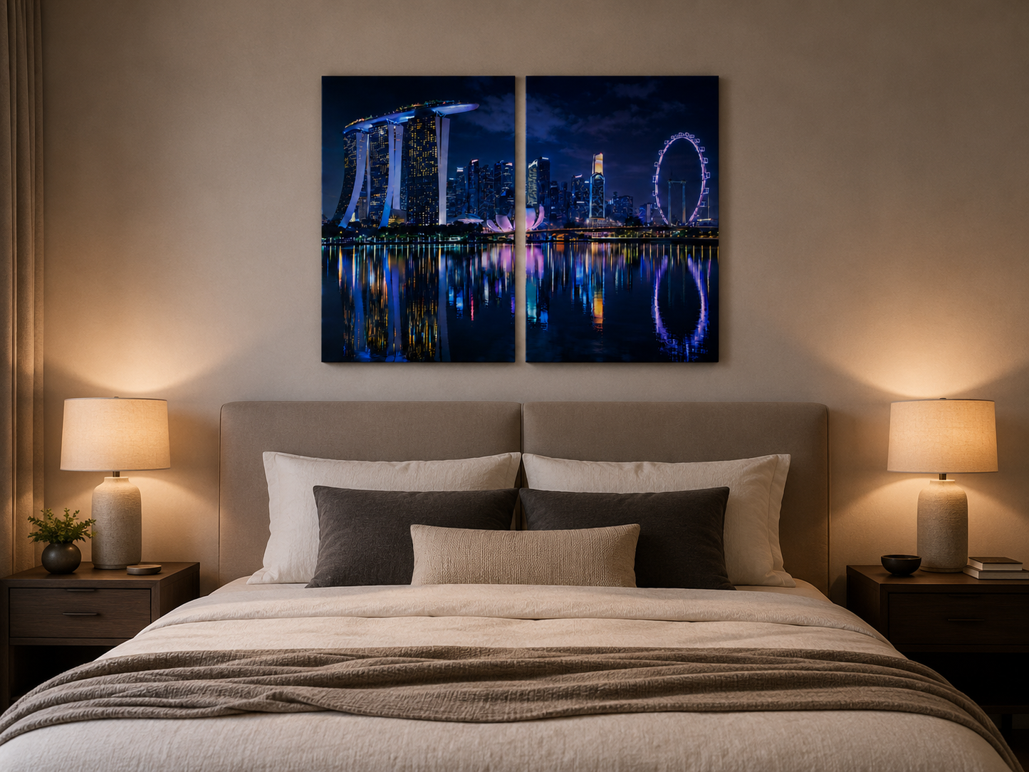 Iconic Skylines - Singapore 2-Panel Canvas Wall Art