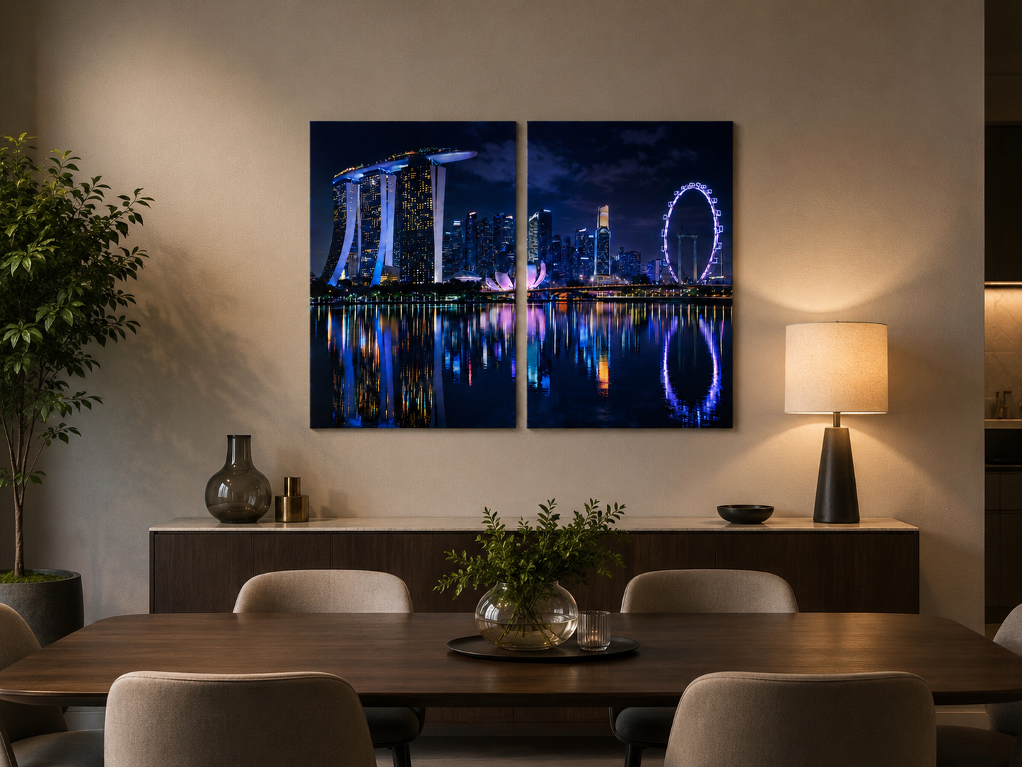Iconic Skylines - Singapore 2-Panel Canvas Wall Art
