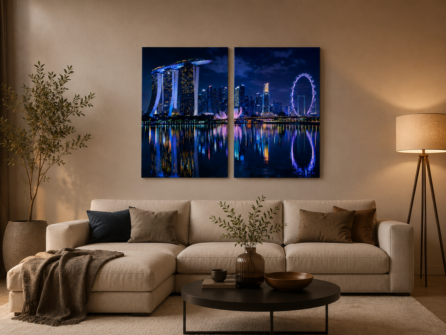 Iconic Skylines - Singapore 2-Panel Canvas Wall Art