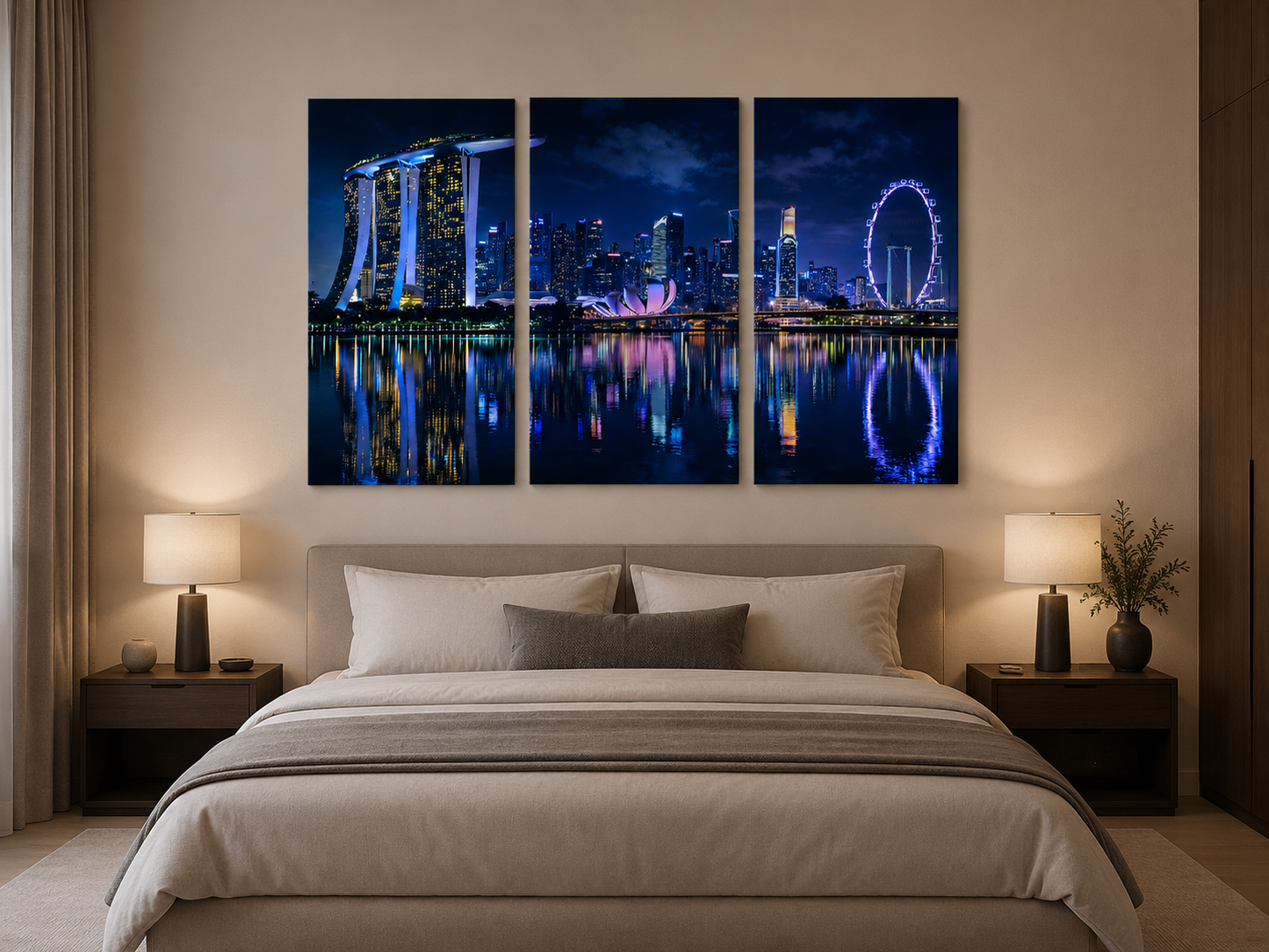 Iconic Skylines - Singapore 3-Panel Canvas Wall Art
