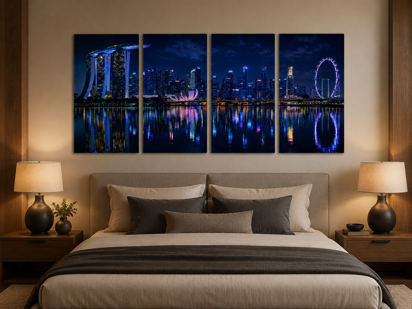 Iconic Skylines - Singapore 4-Panel Canvas Wall Art