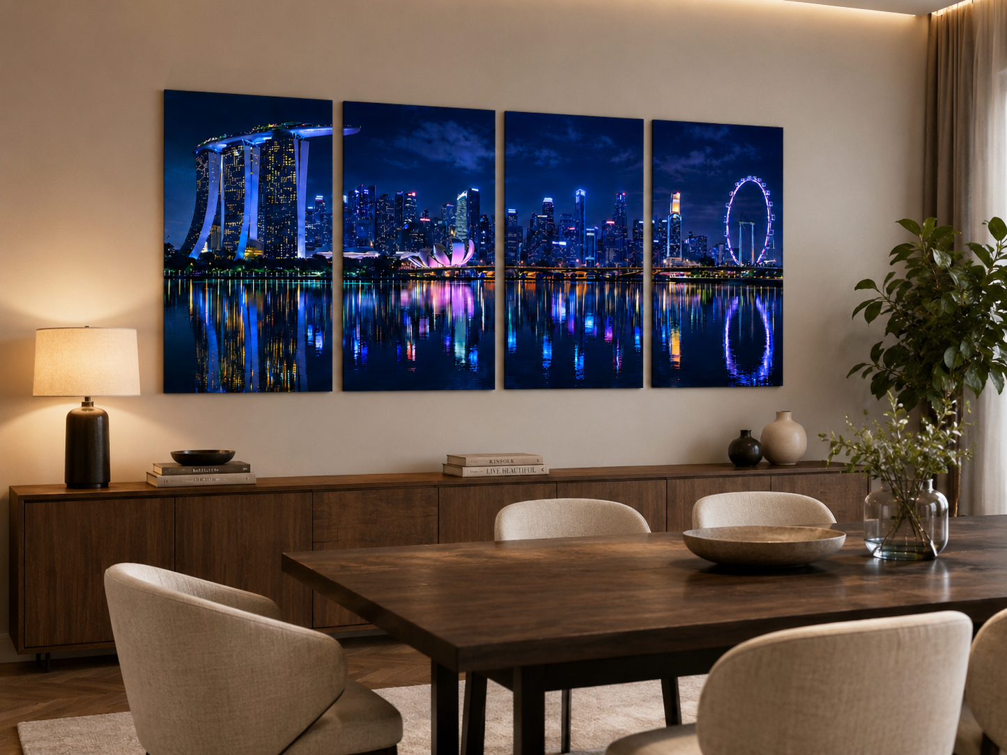 Iconic Skylines - Singapore 4-Panel Canvas Wall Art