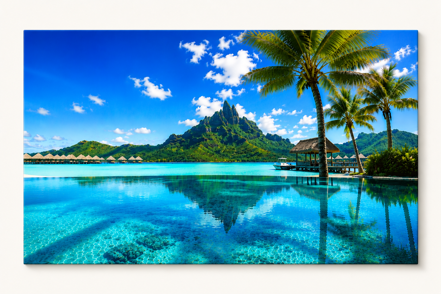1 Panel Tropical resort with clear blue water and palm trees
